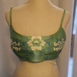 Nasty Gal Green Floral Satin Crop Top Busiter 6 Festival
